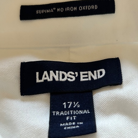 Lands' End Traditional Fit No Iron Supima Oxford Short Sleeve Shirt, Sz 17, NWOT - Picture 8 of 13